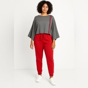 MODCLOTH Grey Cropped Boxy Sweater Drop Shoulder Sparkly Colourful Stripes 3X